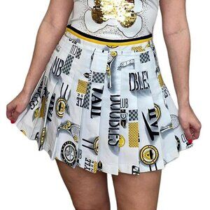 White Printed Tennis Skirt 90s